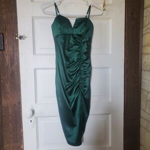 Emerald Sundae Satin Drape Cocktail Dress